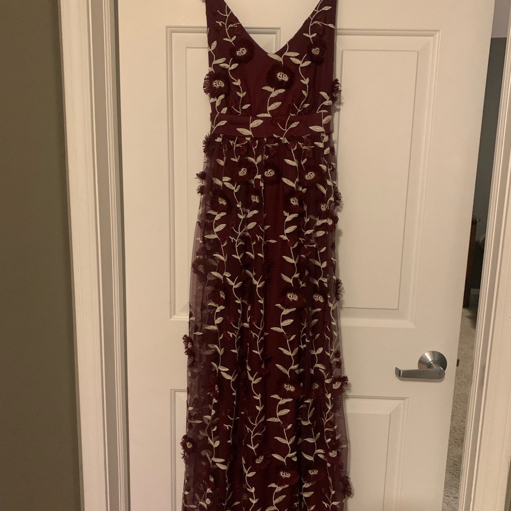 ARULA Burgundy Floral Long Dress